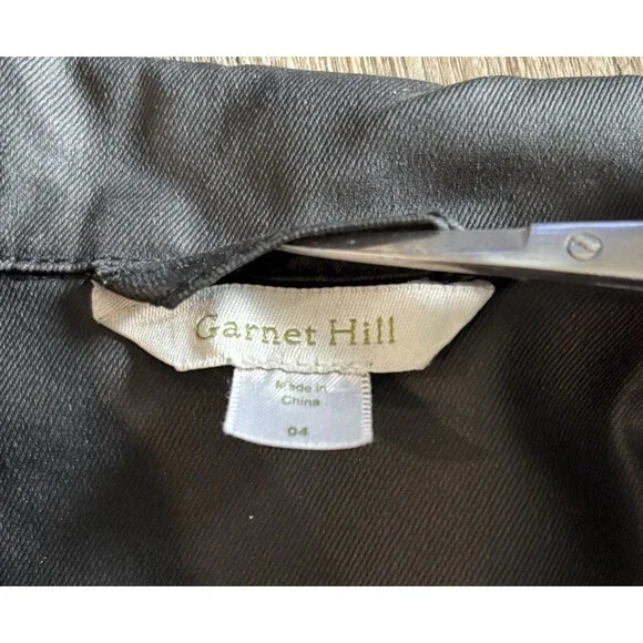 Garnet Hill Black Button Up Pockets Denim Look Moto Motorcycle Jacket Women’s 4 - Picture 5 of 8